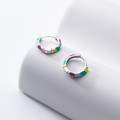 A36677 925 sterling silver colorful glazed circle earrings