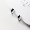 A33813 s925 sterling silver chic black simple geometric square earrings