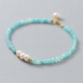 A40819 s925 sterling silver pearl charm elegant bracelet