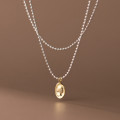 A36748 s925 sterling silver oval pendant necklace