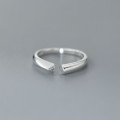 A46193 s925 sterling silver simple triangle circle rhinestone adjustable ring