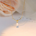 A42201 s925 sterling silver rope pearl simple design necklace