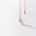 A44868 s925 sterling silver christmas rhinestone deer necklace