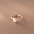 A36227 s925 sterling silver circle sparkling pearl ring