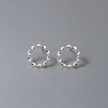 A44413 s925 sterling silver dainty simple geometric weave circle stud earrings