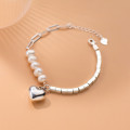 A33332 s925 sterling silver heart charm bracelet