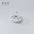 A32165 s925 sterling silver hollowed chic adjustable geometric ring