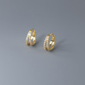 A36819 s925 sterling silver doublelayer rhinestone cute simple fashion earrings
