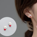 A35728 s925 sterling silver fashion sweet circle rhinestone earrings