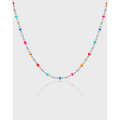 A38889 elegant simple unique colorful beaded sterling silver necklace