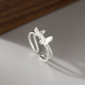 A44884 s925 sterling silver double layered twist butterfly adjustable ring