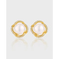 A41803 design elegant flower rhinestone natural s925 sterling silver stud earrings