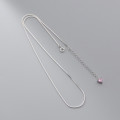 A38232 s925 sterling silver heart pink rhinestone sweet elegant necklace