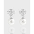 A42623 design cubic zirconia pearl stud sterling silver s925 earrings