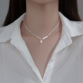 A34547 s925 sterling silver asymmetric starlight baroque pearl chain necklace