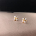 A41764 s925 sterling silver stud square flower earrings