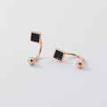 A40719 s925 sterling silver unique black square stud design earrings