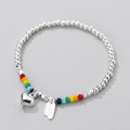 A34966 s925 sterling silver fashion colorful heartLucky bracelet