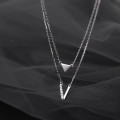 A31216 s925 sterling silver rhinestone triangle geometric necklace