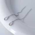A41428 s925 sterling silver rhinestone hollowed teardrop string design elegant earrings