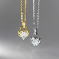 A41503 s925 sterling silver vintage rhinestone heart elegant design necklace