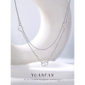 A40864 s925 sterling silver simple elegant design double layer necklace
