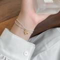 A46402 s925 silver sweet simple ball double layered charm bracelet