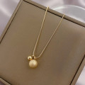 A44964 s925 silver simple elegant circle matte finish necklace