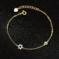 A42862 s925 sterling silver rhinestone hollowed stars charm trendy sweet bracelet