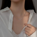 A35365 s925 sterling silver chic doublelayer hollowed heart necklace