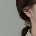 A36624 s925 sterling silver fashion simple trendy hollowed rhinestone triangle chic earrings