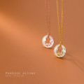 A32444 s925 sterling silver chic rhinestone hollowed necklace