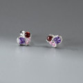 A40705 s925 sterling silver rhinestone heart stud sweet design earrings