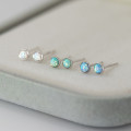 A44391 s925 sterling silver circle artificial opal stud simple earrings