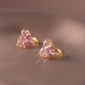 A42854 s925 sterling silver pink rhinestone heart fashion grade design earrings
