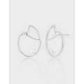 A40929 simple geometric heartshape pearl s925 sterling silver stud earrings
