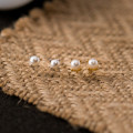 A43558 s925 silver trendy piercing simple artificial pearl earrings