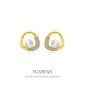 A38779 sterling silver elegant stud fashion geometric cubic zirconia earrings
