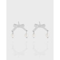 A42411 design butterfly pearl stud sterling silver s925 earrings