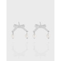 A42411 design butterfly pearl stud sterling silver s925 earrings