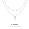 A35327 925 sterling silver fashion vintage doublelayer pearl necklace