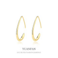 A35663 s925 sterling silver metal unique simple gold teardrop hoop earrings