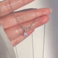 A44902 s925 silver sweet unique simple rhinestone teardrop necklace