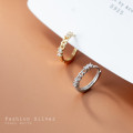 A32305 s925 sterling silver rhinestone hoop shor earrings