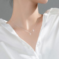 A34581 s925 sterling silver simple chic double cross necklace