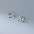 A43686 s925 sterling silver simple elegant hollowed flower stud earrings