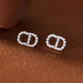 A39110 s925 sterling silver simple elegant rhinestone stud earrings