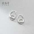 A31563 s925 sterling silver simple square circle earrings