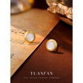 A40258 sterling silver vintage white stud elegant fashion earrings
