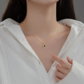 A35278 s925 sterling silver chic simple oval geometric black rhinestone unique necklace